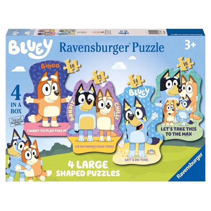 Ravensburger: Bluey - 4 Large Shaped Puzzles (10,12,14,16pc Jigsaws) Board Game