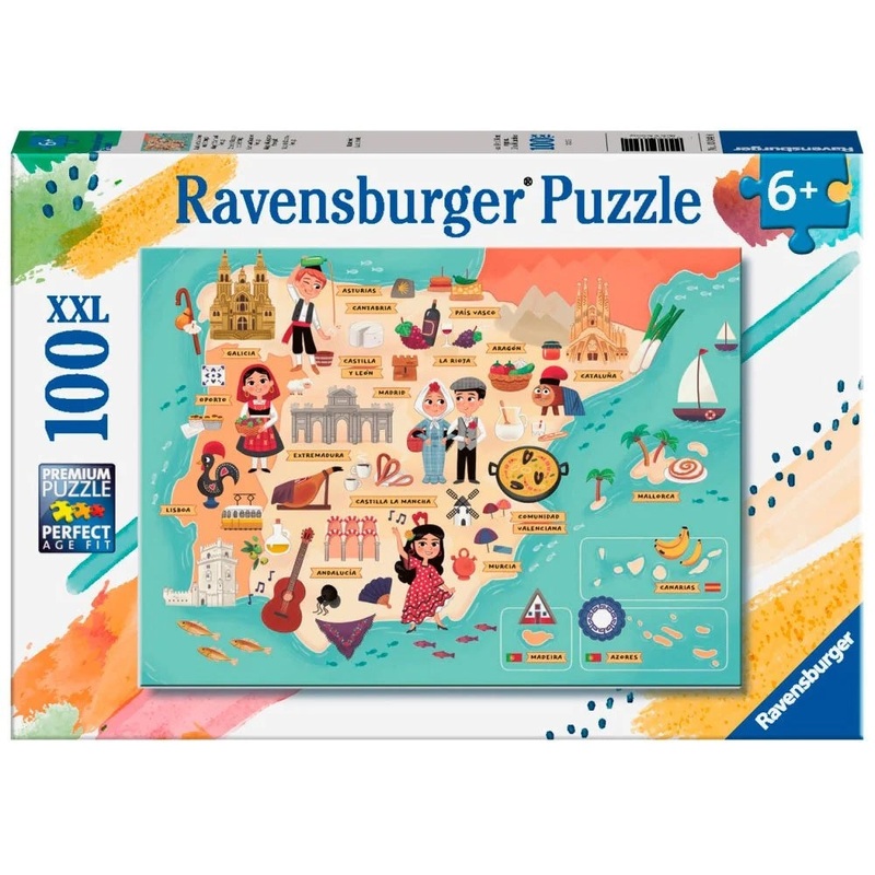 Ravensburger: Map of Spain and Portugal (100pc Jigsaw) Board Game