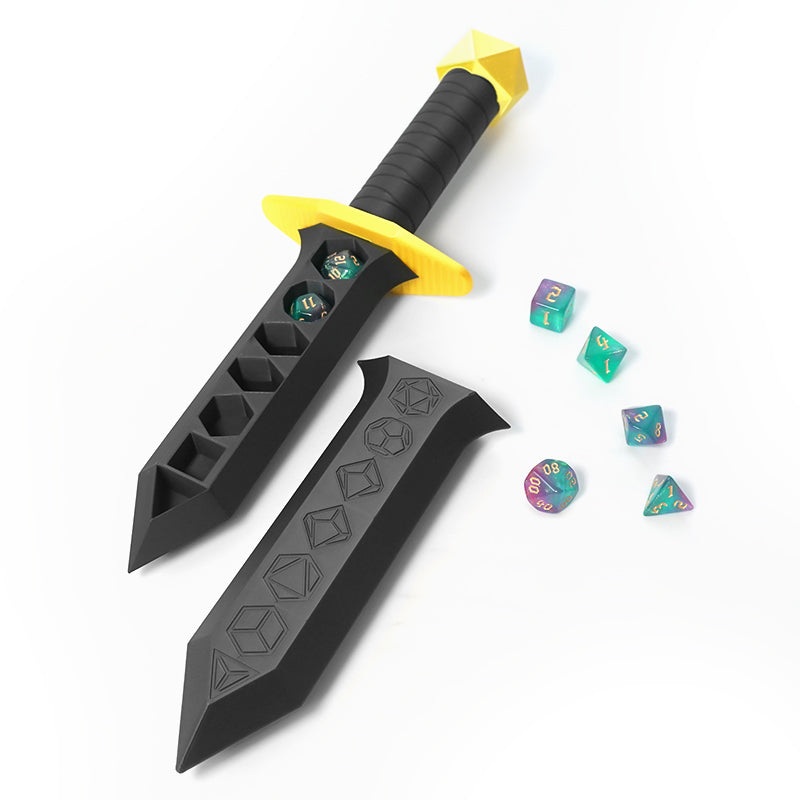 Sword Dice Holder (Black) - Includes 7PCS Polyhedral Dice Set