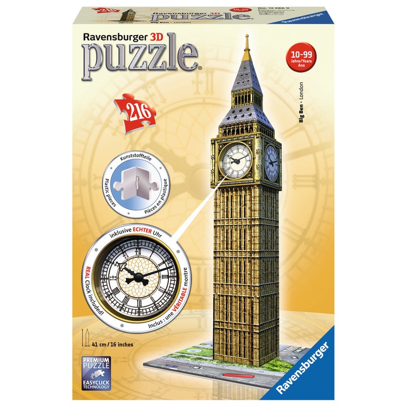 Ravensburger: 3D Puzzle - Big Ben with Functioning Clock (216pc Jigsaw) Board Game