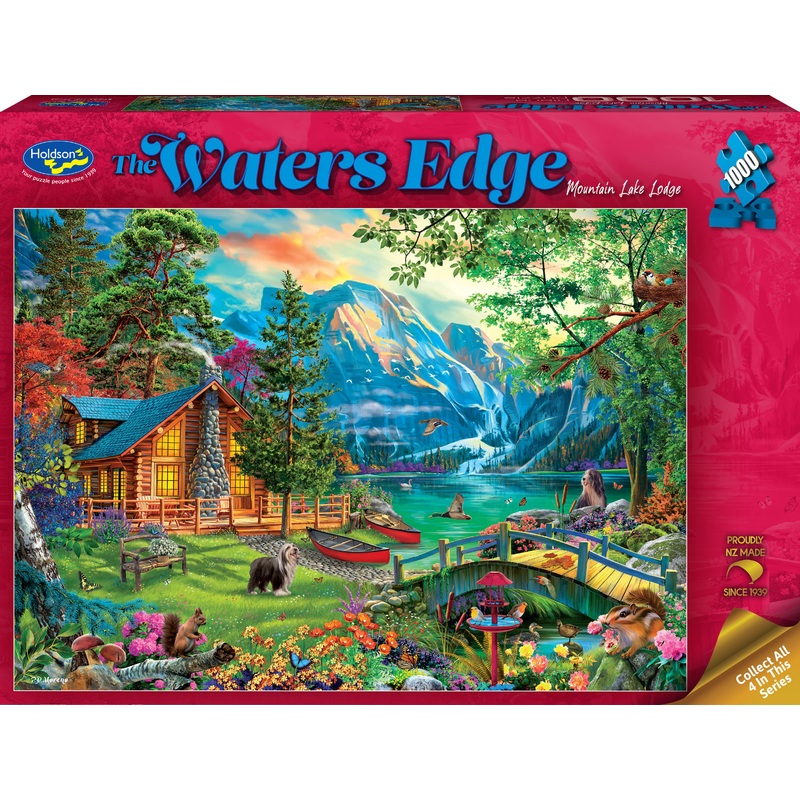 The Water's Edge: Mountain Lake Lodge (1000pc Jigsaw) Board Game