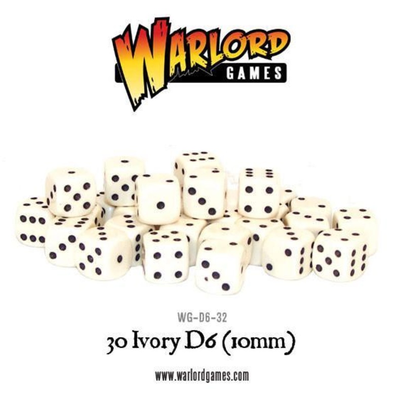 Warlord Games - 30 Ivory D6 (10mm)