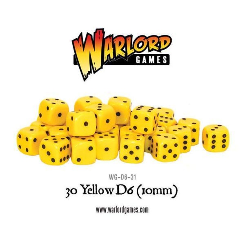 Warlord Games - 30 Yellow D6 (10mm)