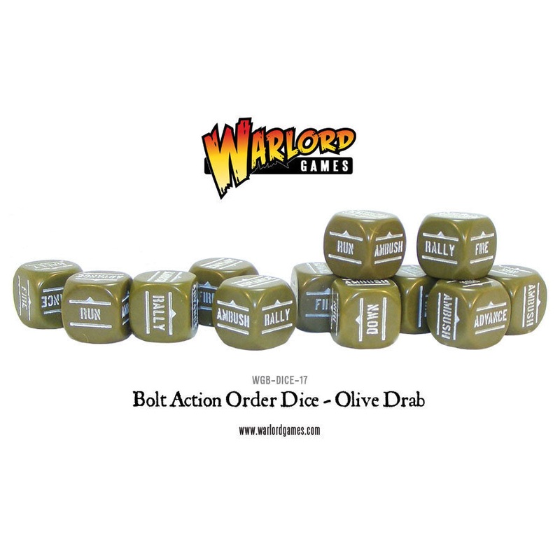 Bolt Action Orders Dice Olive Drab (12)