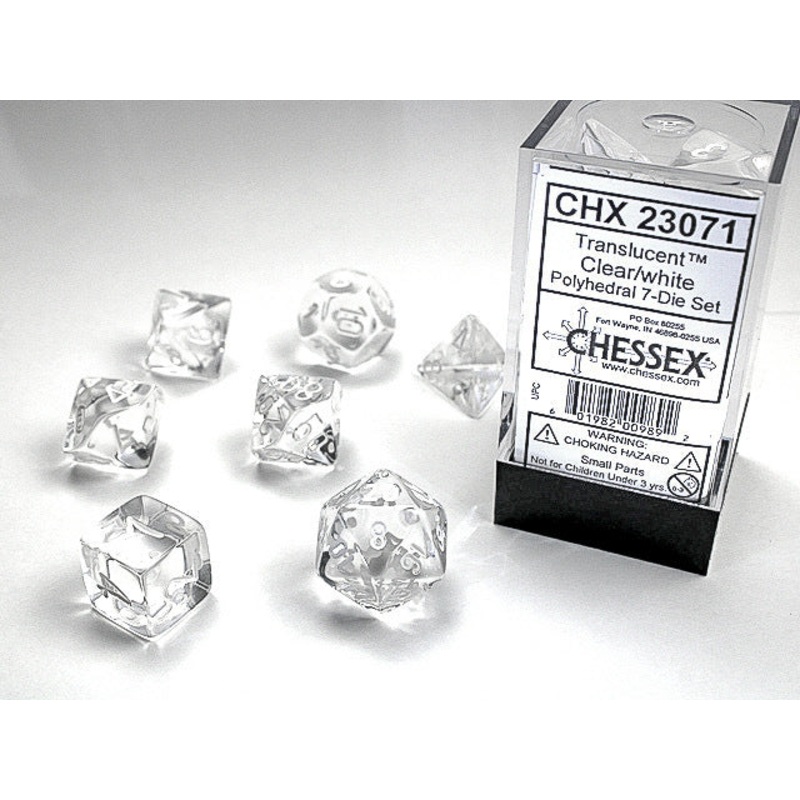 Chessex: Clear/White Translucent Polyhedral 7-Die Set