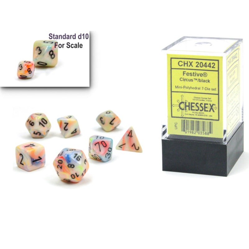 Chessex: Festive Mini-Polyhedral Dice Set - Circus/Black