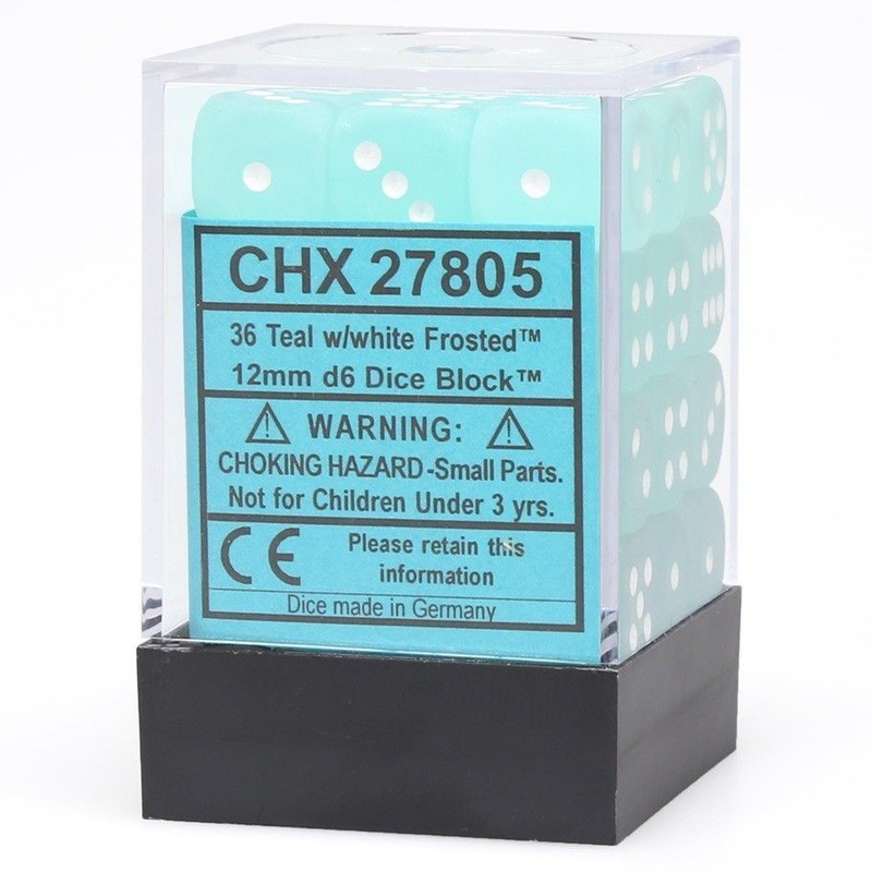 Chessex Frosted 12mm d6 Teal/white Block