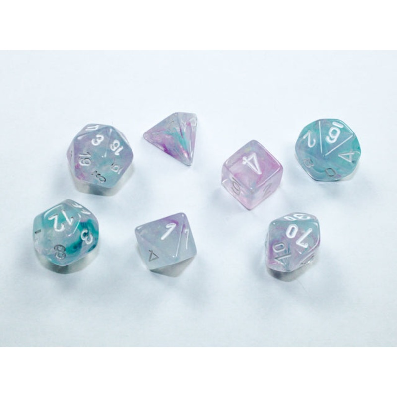 Chessex: Nebula Mini-Polyhedral Wisteria/White 7-Die Set