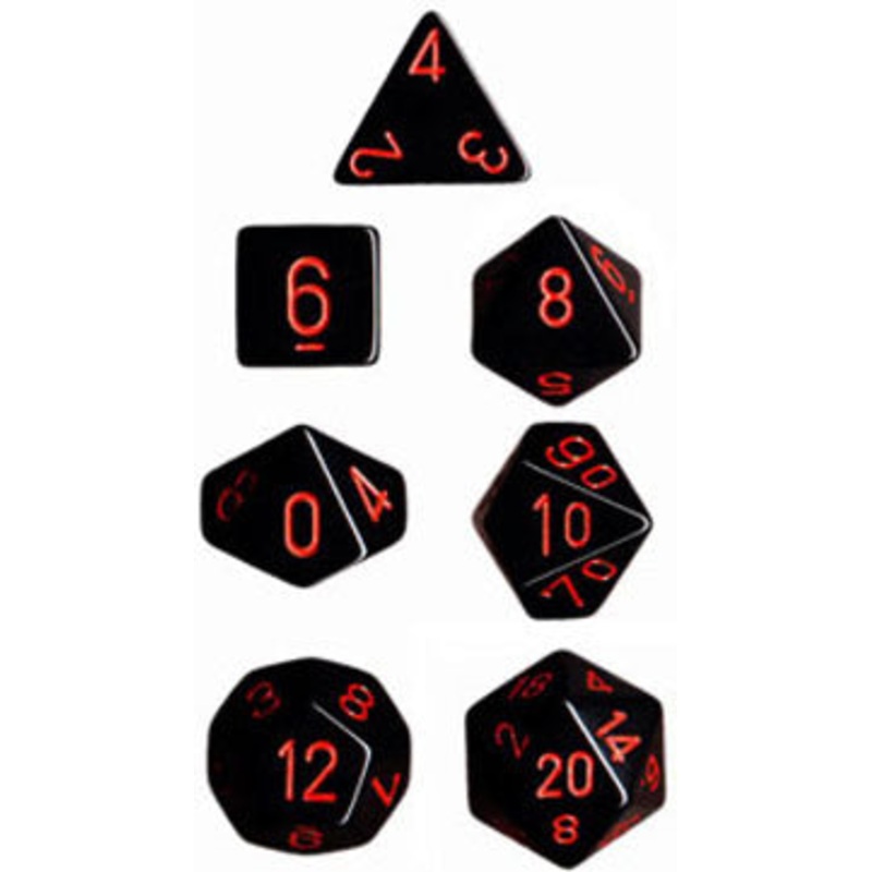 Chessex: Opaque Polyhedral Dice Set - Black/Red
