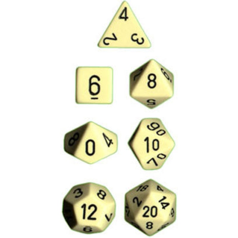 Chessex: Opaque Polyhedral Dice Set - Ivory/Black