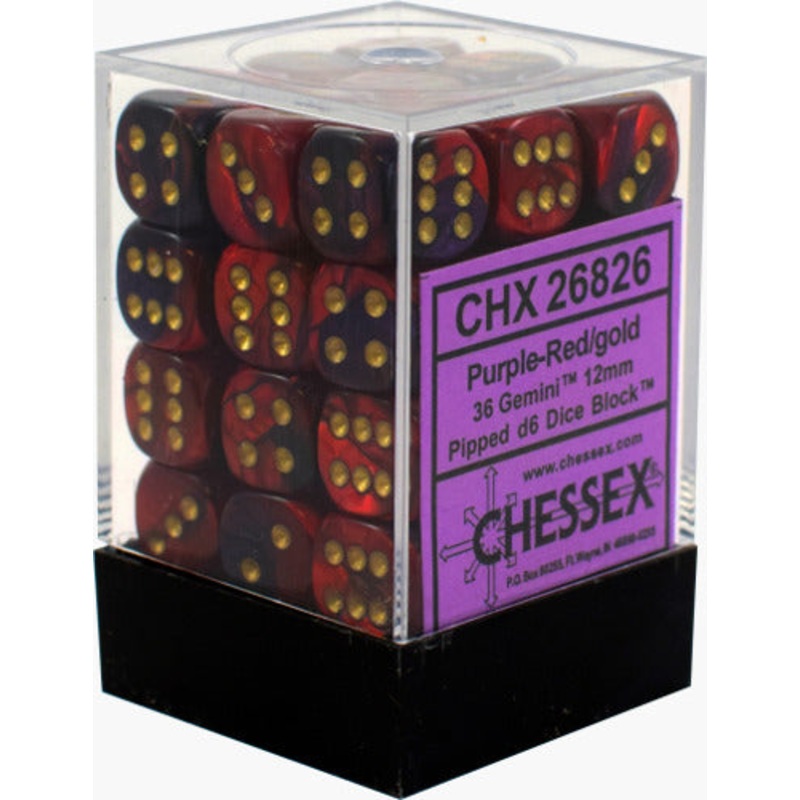 Chessex: Purple-Red/Gold Gemini 12mm d6 Block