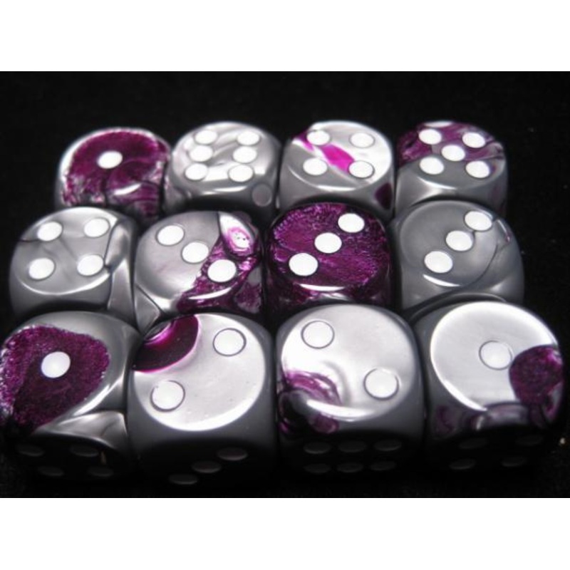 Chessex: Purple-Steel/White Gemini 12 Dice Set