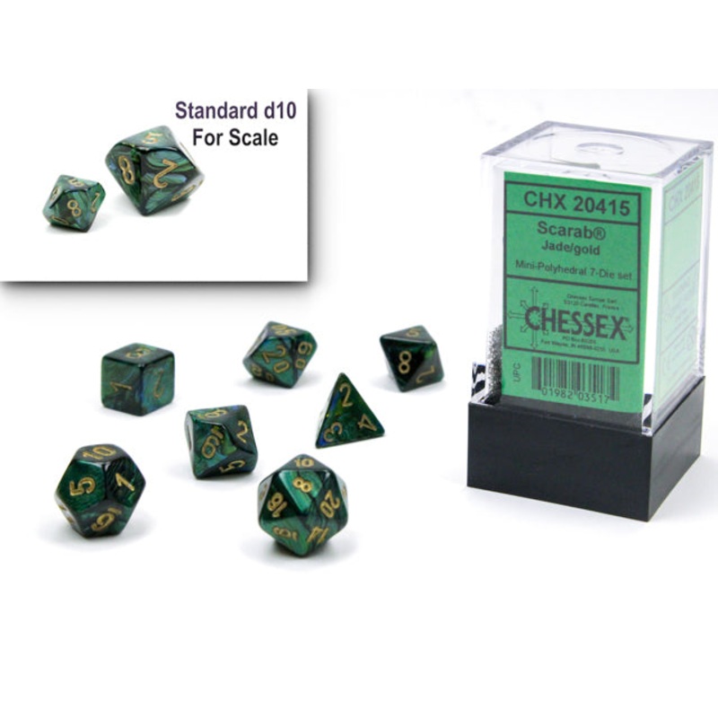 Chessex: Scarab Mini-Polyhedral Dice Set - Jade/Gold