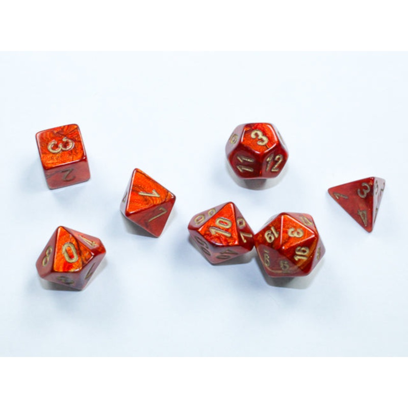 Chessex: Scarab Mini-Polyhedral Scarlet/Gold 7-Die Set