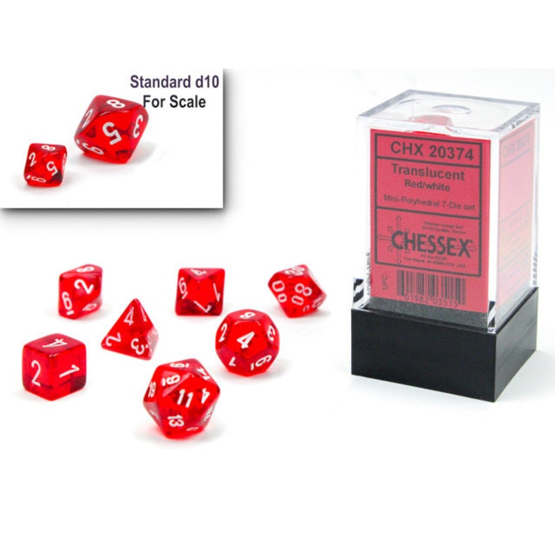Chessex: Translucent Mini-Polyhedral Dice Set - Red/White