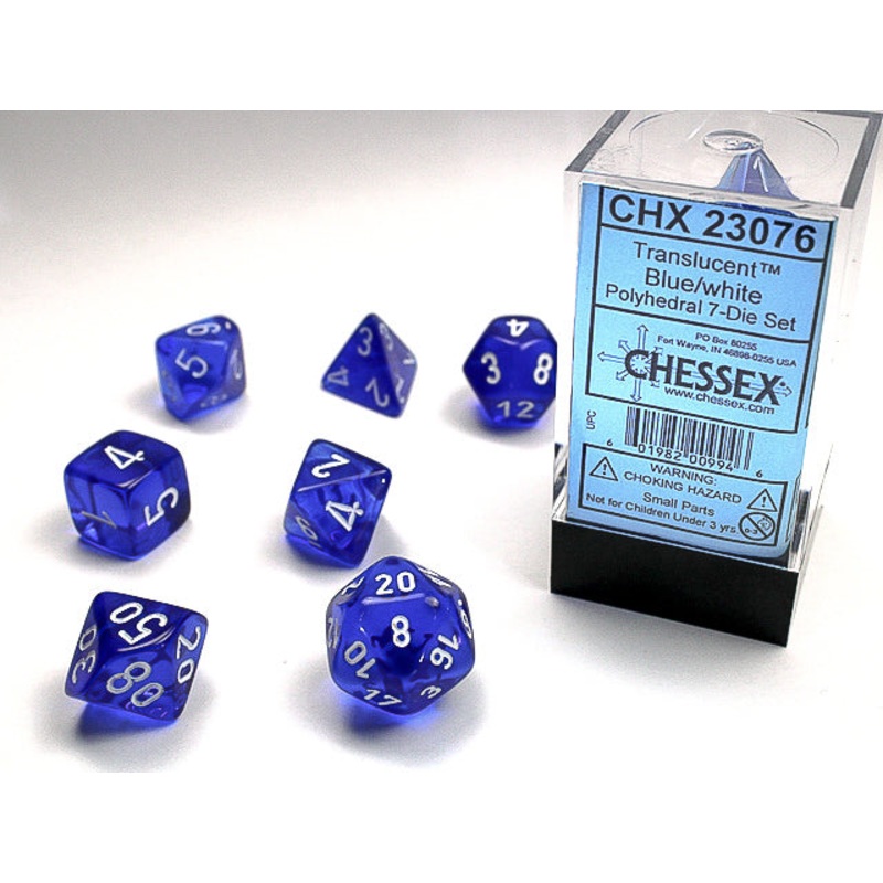 Chessex: Translucent Polyhedral Dice Set - Blue/White