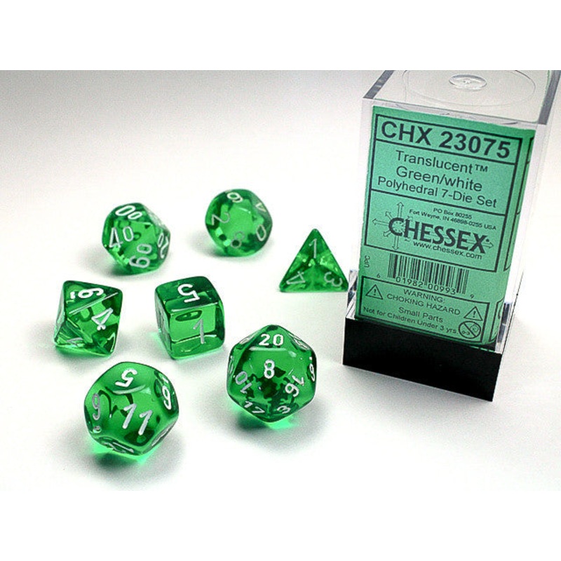 Chessex: Translucent Polyhedral Dice Set - Green/White