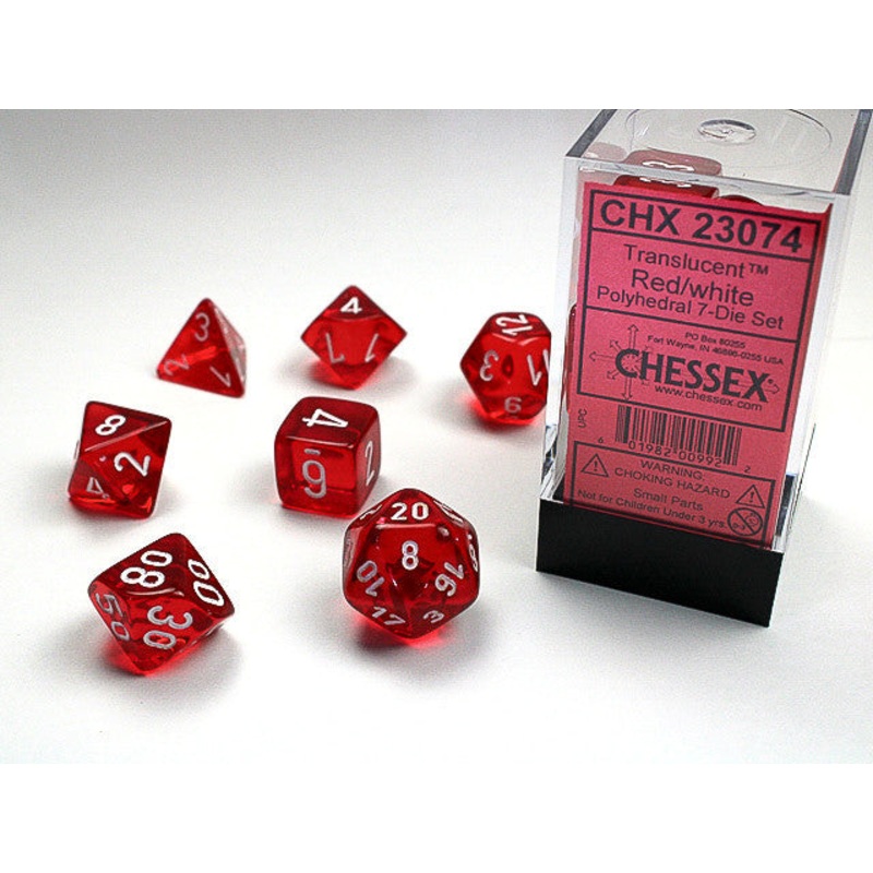 Chessex: Translucent Polyhedral Dice Set - Red/White