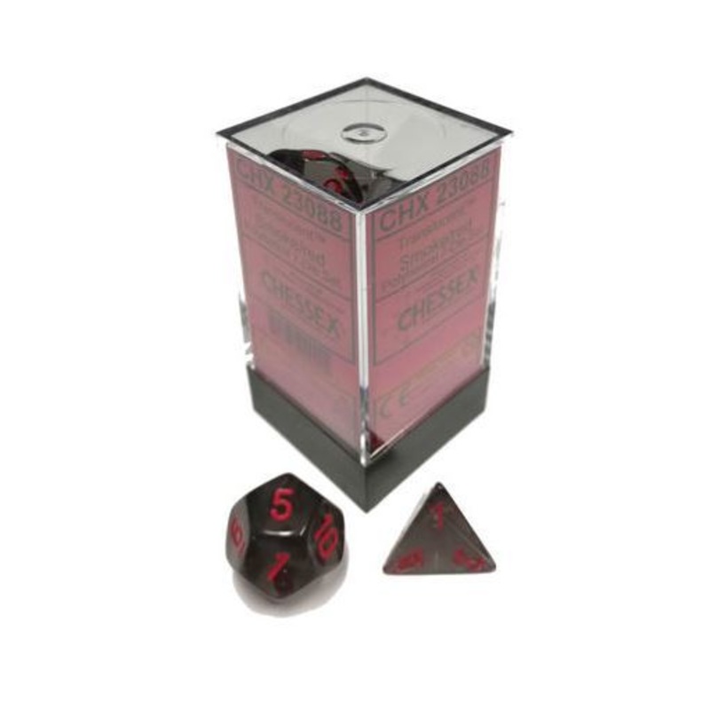 Chessex: Translucent Polyhedral Dice Set - Smoke/Red
