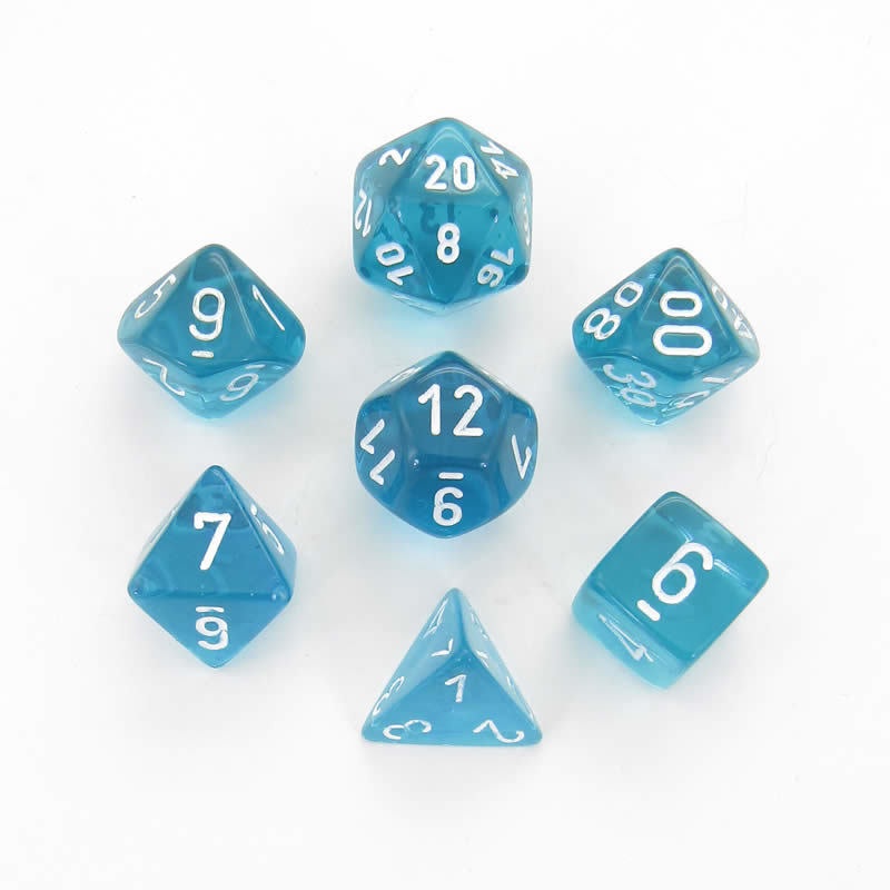 Chessex: Translucent Polyhedral Dice Set - Teal/White
