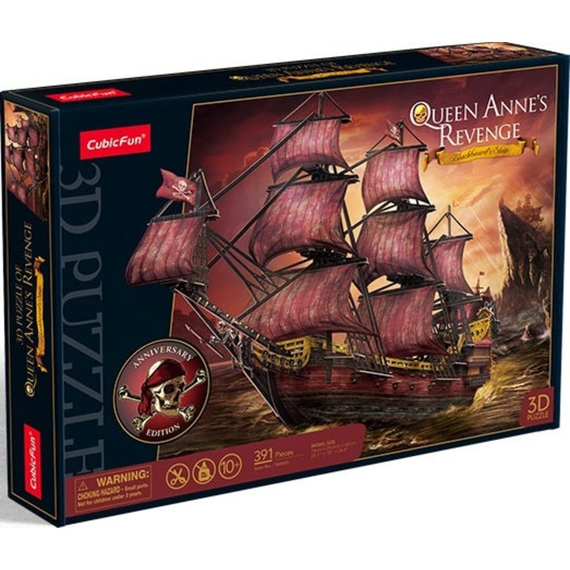 Cubic Fun: 3D Queen Anne's Revenge Blackbeards Ship (Anniversary RED Edition) Board Game