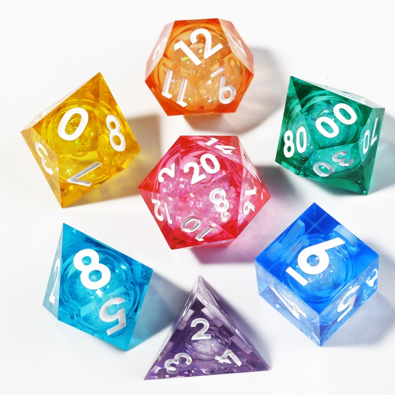 Dudley's Gallery - Prismatic Spray Sharp Edge Liquid Core Resin Dice Set