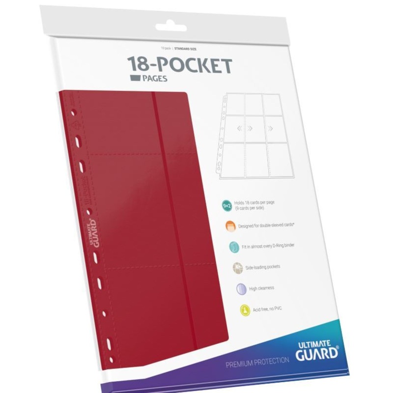 Ultimate Guard: Side-Loading Pages - 18-Pocket (Red) - 10-Pack