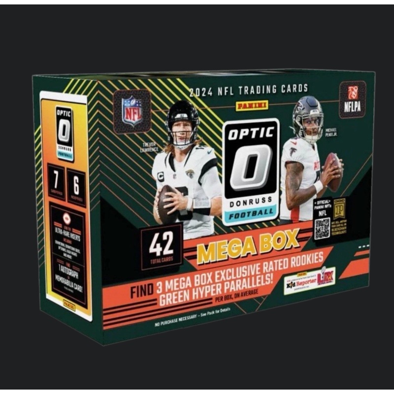 2024 NFL Trading Cards Panini Donruss Optic Football - 42 Cards Per NFL Mega Box - Green Hyper Parallels