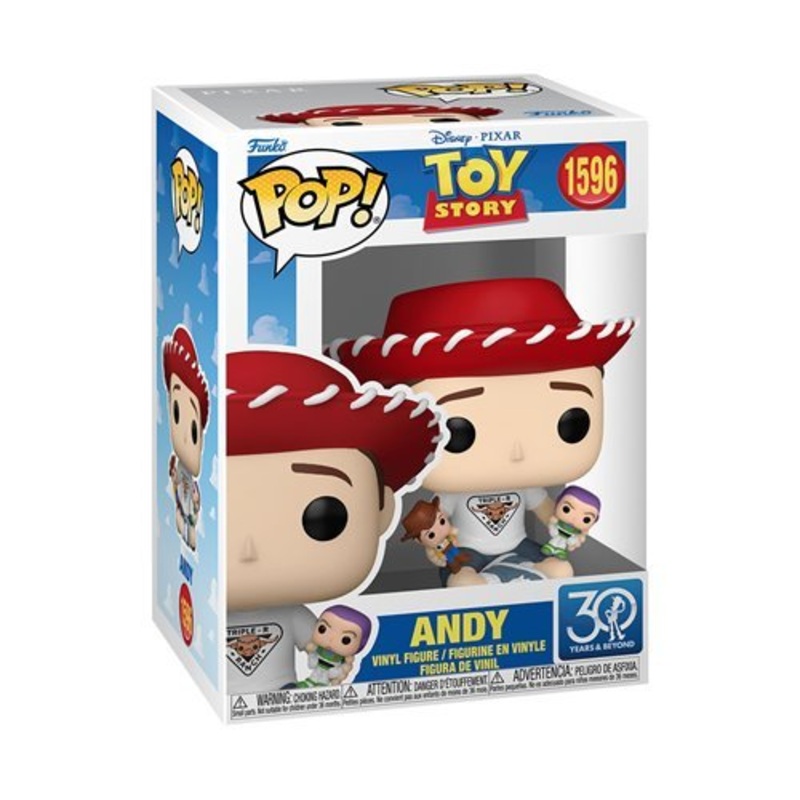 Andy with Buzz Lightyear and Woody Funko Pop! Toy Story 30th Anniversary - Approx. 3 1/2" Collectible Vinyl Figure #1596 Bundled with Display Box Protector Case