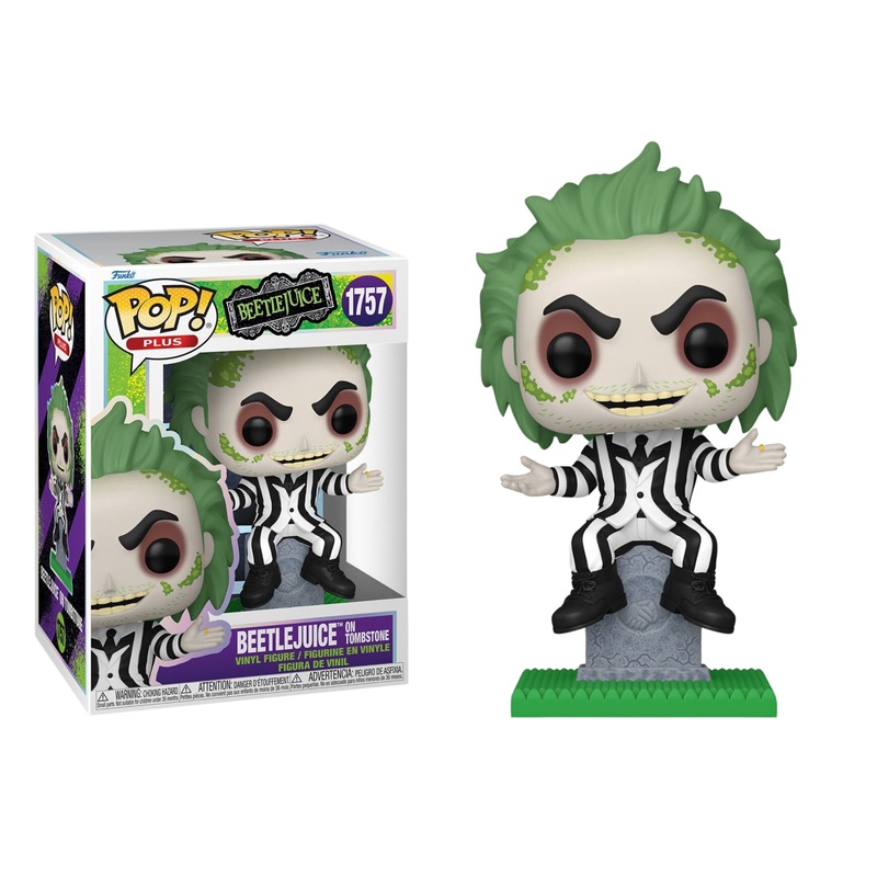 Beetlejuice on Tombstone Funko Pop! Plus - Approx. 4 1/2" Collectible Vinyl Figure #1757 # Bundled with Display Box Protector Case