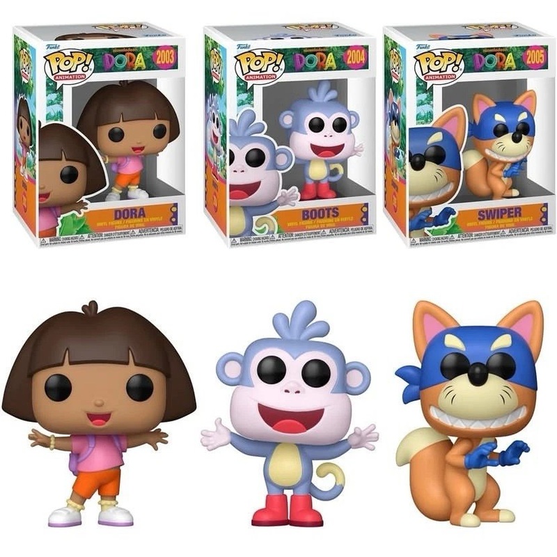 Dora the Explorer Funko Pop! Animation - Set of 3 (Dora #2003, Boots #2004, and Swiper #2005) Collectible Vinyl Figures