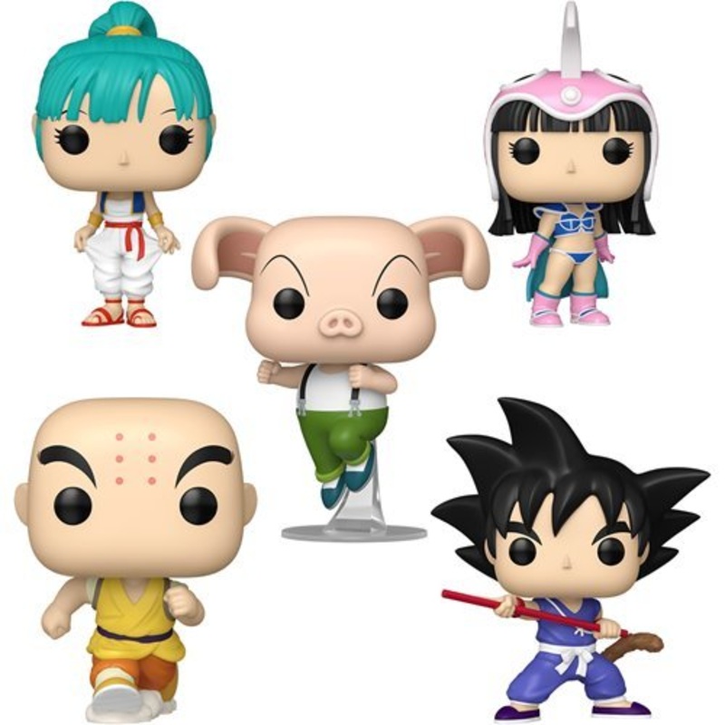 Dragon Ball Funko Pop! Animation Wave 2 - Set of 5 (Oolong #1924, Krillin #1926, Goku with Nyoibo #1922, Chichi #1925, and Bulma #1923) Collectible Vinyl Figures