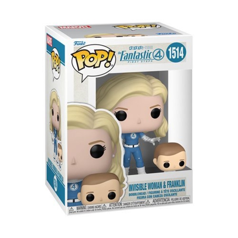 Invisible Woman & Franklin Funko Pop! The Fantastic Four: First Steps - Approx. 3 3/4" Collectible Vinyl Figure #1514 Bundled with Display Box Protector Case