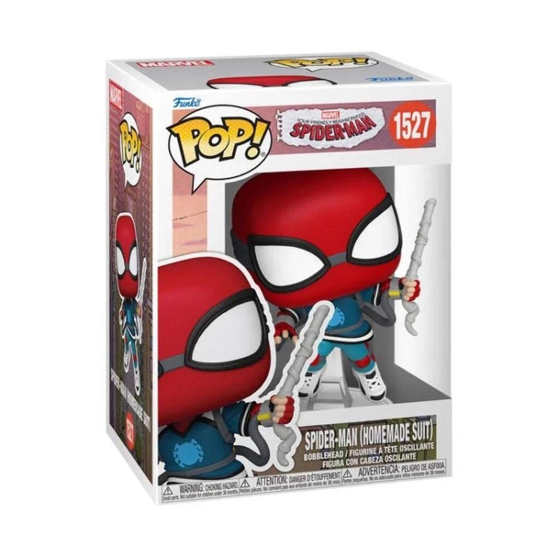 Spider-Man (Homemade Suit) Funko Pop! Marvel Your Friendly Neighborhood Spider-Man - Approx. 4" Collectible Bobblehead Figure #1527 Bundled with Display Box Protector Case