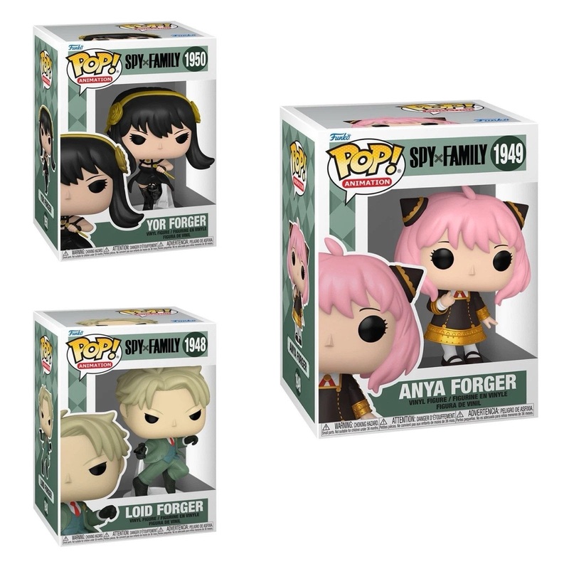 Spy x Family Funko Pop! Animation - Set of 3 (Loid Forger #1948, Anya Forger #1949, and Yor Forger #1950) Collectible Vinyl Figures