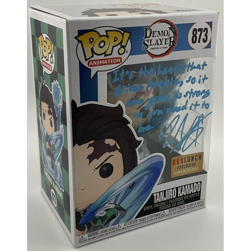 Autographed Tanjiro Kamado Funko Pop! #873 Signed by "Zach Aguilar" Box Lunch Ex