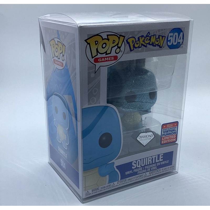 NEW Funko Pop Pokemon 504 Squirtle Diamond 2021 Summer Convention Exclusive Toy