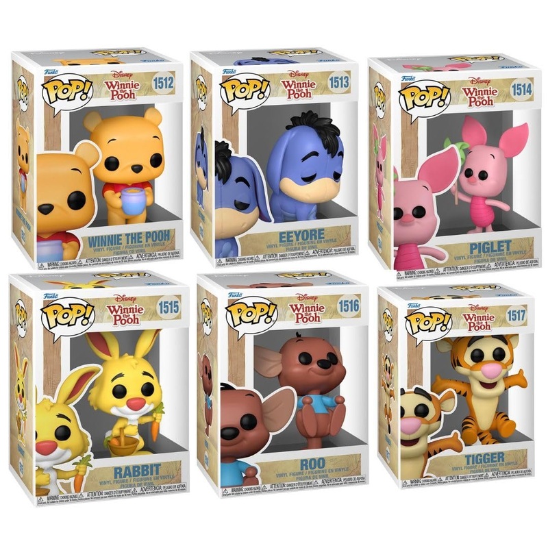 Disney Winnie The Pooh Funko Pop Vinyl Set of 6 - Includes Winnie (1512), Eeyore (1513), Piglet (1514), Rabbit (1515), Roo (1516) & Tigger (1517) - Collectible Figures