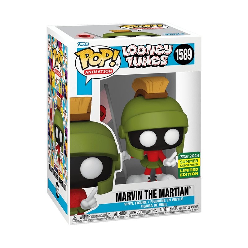Marvin The Martian with Martian Flag Funko Pop! Animation Looney Tunes - 2024 SDCC Shared Sticker (Summer Convention Exclusive) Limited Edition - Approx. 3.75" Collectible Vinyl Figure #1589 Funko LE Marvin the Martian #1589