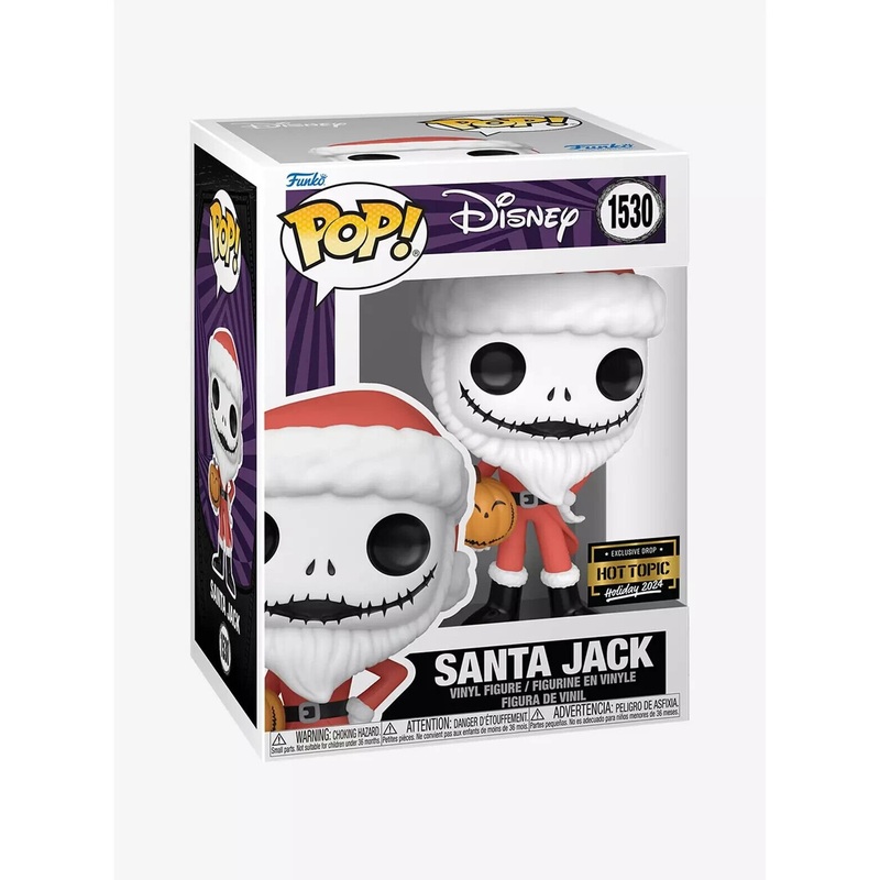 Santa Jack with Jack O-Lantern Funko Pop! Disney - Exclusive Drop Hot Topic Holiday 2024 - Approx. 4.35" Collectible Vinyl Figure #1530 with Display Box Protector Case