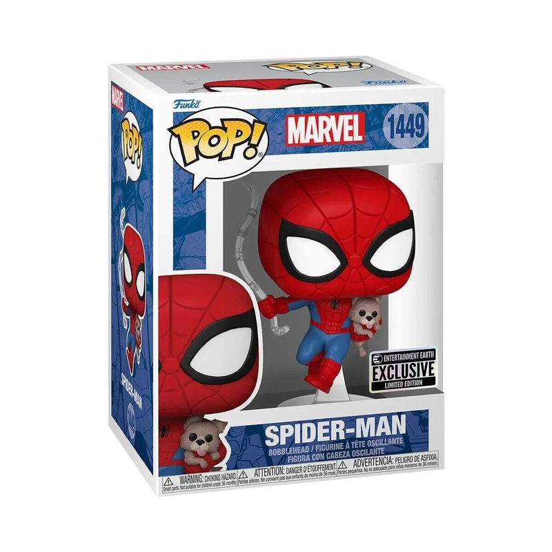 Spider-Man with Sandwich the Dog Funko Pop! Marvel - Approx. 4 1/2" Entertainment Earth Exclusive Collectible Vinyl Figure #1449 with Display Box Protector Case