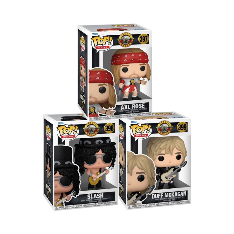 Axl Rose #397, Slash #398, and Duff McKagan #399 Funko Pop! Rocks Guns N' Roses - Set of 3 Collectible Vinyl Figures