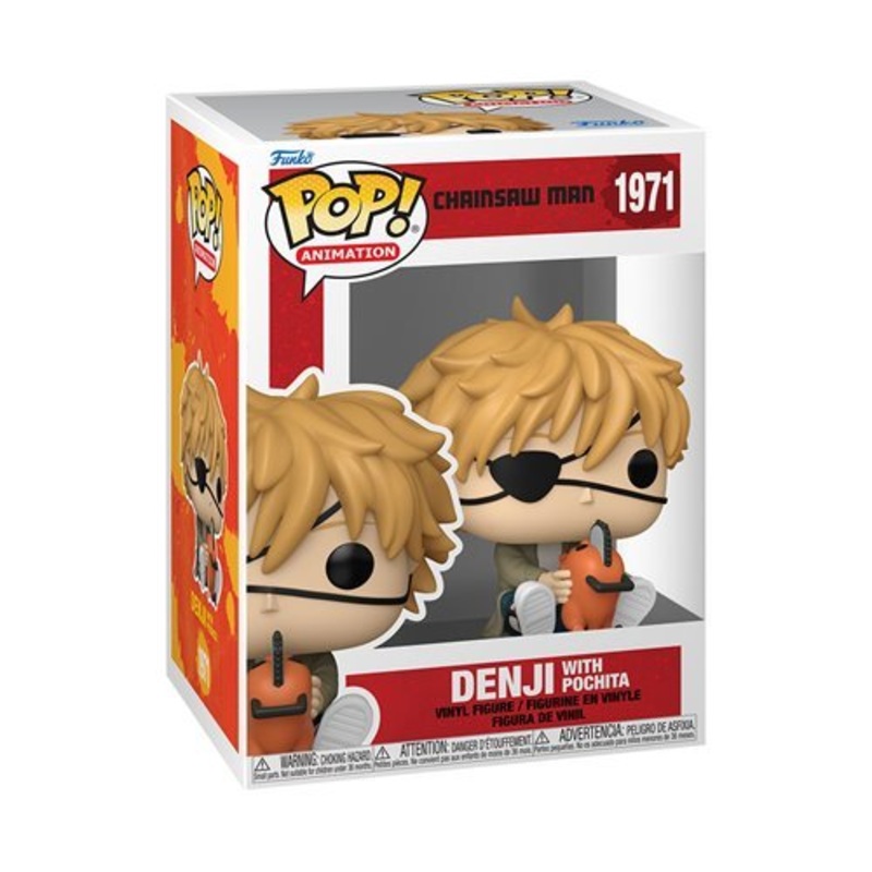 Denji with Pochita #1971 Funko Pop! Animation Chainsaw Man - Approx. 3 1/2" Collectible Vinyl Figure Bundled with Display Box Protector Case