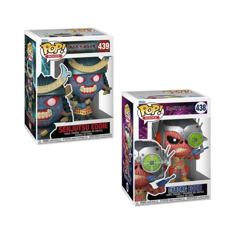 Iron Maiden Funko Pop! Rocks - Set of 2 (Cyborg Eddie #438, and Senjutsu Eddie #439) Collectible Vinyl Figures
