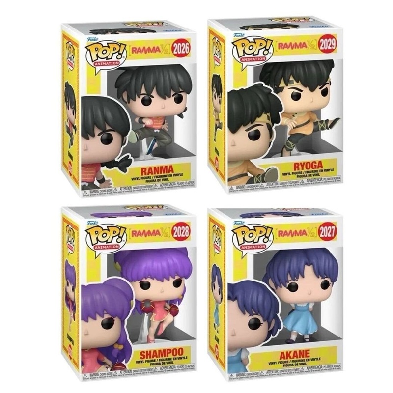 Ranma 1/2 Funko Pop! Animation - Set of 4 (Ranma#2026, Akane #2027, Ryoga #2029, and Shampoo #2028) Collectible Vinyl Figures