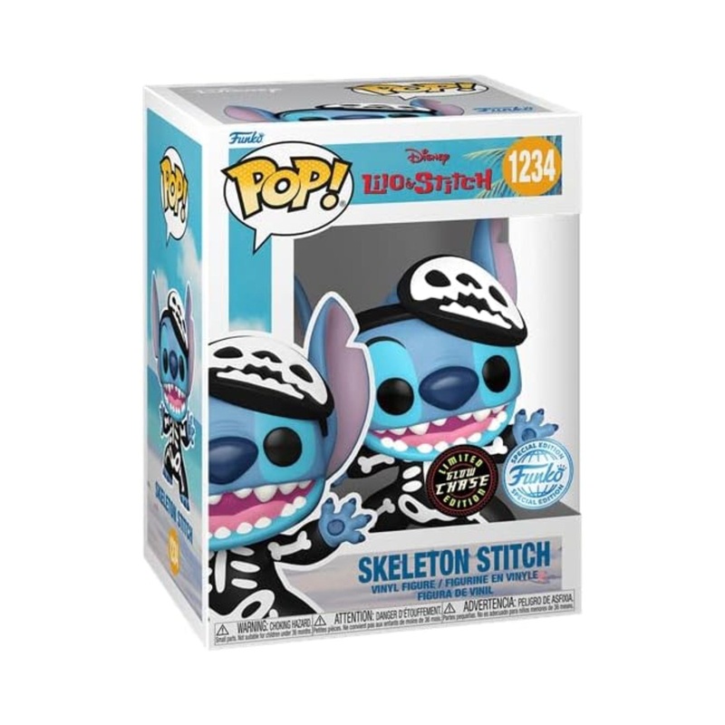 Skeleton Stitch Funko Pop! Disney Lilo and Stitch - Glow-in-The-Dark Chase Limited Edition Vinyl Figure #1234 with Display Box Protector Case