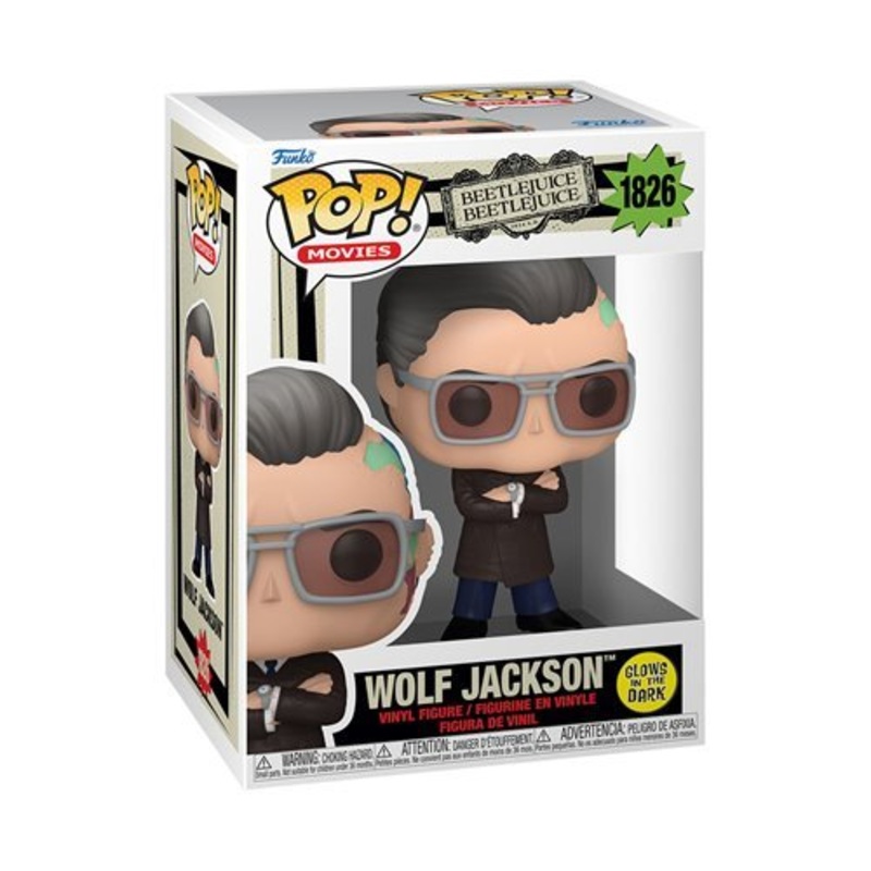 Wolf Jackson #1826 Funko Pop! Movies Beetlejuice 2 - Approx. 4 1/4" Glows-In-The-Dark Collectible Vinyl Figure Bundled with Display Box Protector Case - Estimated Arrival: Aug. 2025 (PRE-SALE)