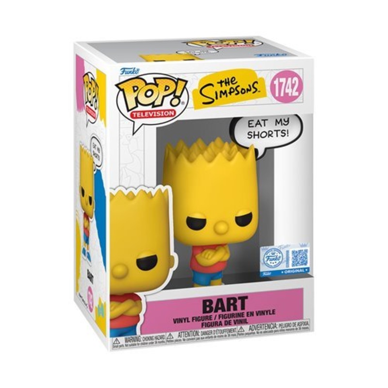 Bart (Eat My Shorts!) #1742 Pop! Saying Funko Pop! Television The Simpsons Bart - Approx. 4 1/4" Specialty Series Collectible Vinyl Figure Bundled with Display Box Protector Case - Estimated Arrival: Aug. 2025 (PRE-SALE)