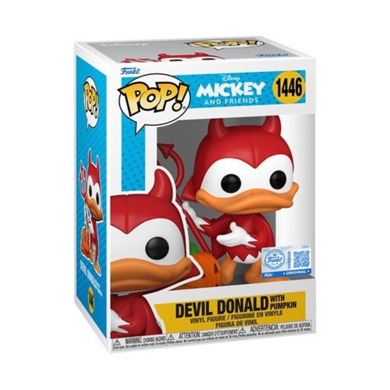 Devil Donald with Pumpkin #1446 Funko Pop! Mickey and Friends - Approx. 3 1/2" Specialty Series Collectible Vinyl Figure Bundled with Display Box Protector Case - Estimated Arrival: Jul. 2025 (PRE-SALE)