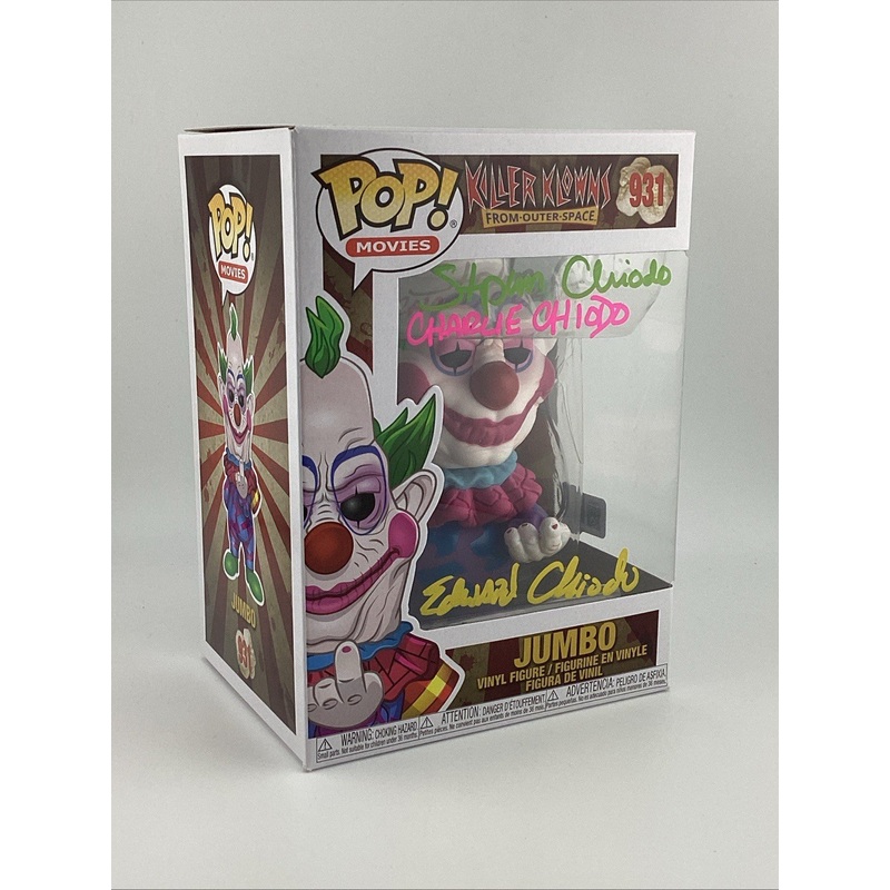 Funko Pop! Vinyl:Killer Klowns Jumbo #931 Signed Charlie,Stephen, Edward Chiodo